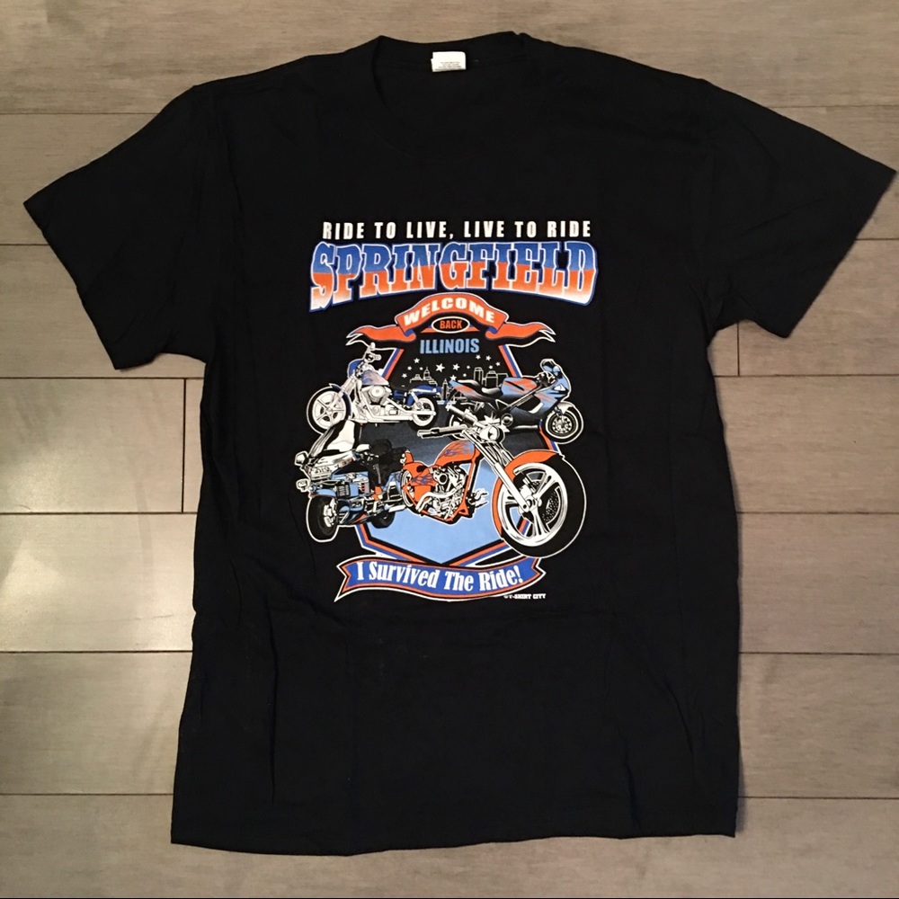 Motorcycle biker T-shirt. 2018 national round up in Springfield Illinois. large.